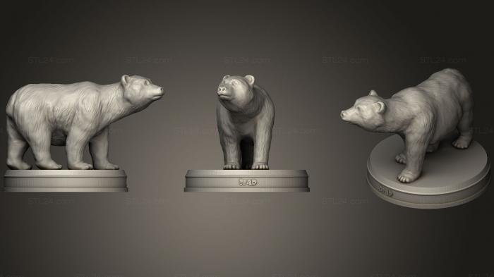 Статуэтки животных (Реалистичный Медведь, STKJ_1395) 3D модель для ЧПУ станка